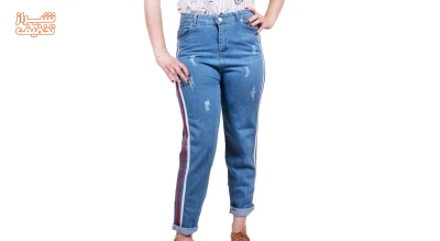 شلوار جین مام استایل خط دار سایز  31-40